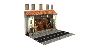 Tarjeta de Felicitación 3D Pop-Up con Diseño de Tienda de Cigarros Tradicional, Modelo de Papel Decorativo, Forma Rectangular, Barnizado UV, Impresión Digital - Product Image 1