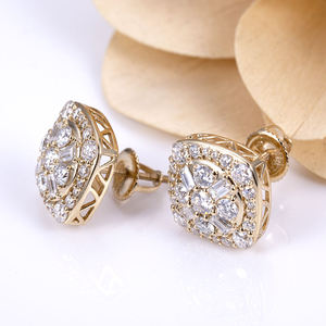 Boucles d'oreilles clous en or massif 10k avec moissanite, diamant de laboratoire taille ronde de luxe, solitaire, bijoux fins, fermeture à vis pour hommes et femmes - Product Image 4