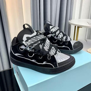 Chaussures de sport en cuir de luxe, baskets de haute qualité avec semelles épaisses et lacets larges, tendance et à la mode pour l'été et l'automne - Product Image 5