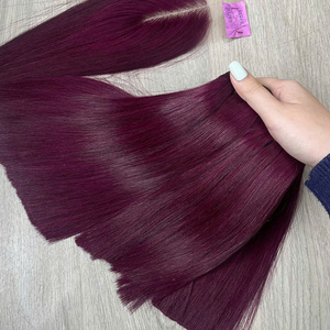 Extensions de cheveux humains de qualité supérieure 100% vierges vietnamiennes couleur bordeaux foncé, super double drawn, prix d'usine - Product Image 2
