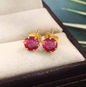 Pendientes de rubí de Mozambique, plata de ley 925, chapado en oro rosa de 14 quilates, joyería fina para mujer, regalo - Product Image 1