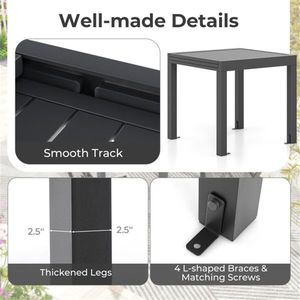 Tavolo da Pranzo da Esterno Grigio con Telaio in Alluminio, Set da Patio Retrattile per 4-6 Persone, Arredamento da Giardino - Product Image 4