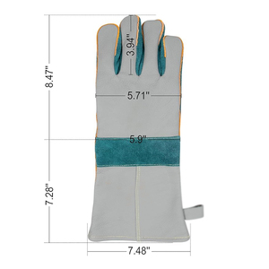 Gants de travail en cuir de vachette ignifuge pour la protection industrielle, résistants aux flammes, pour soudeurs. - Product Image 6