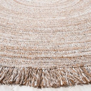 <b>Round</b> Jute Area Rug Handcrafted Bohemian Style Striped Pattern Flat Pile Eco Friendly Living Room Floor Mat - Product Image 3