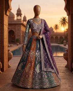 Divyam Creation Lehenga Choli en Faux Georgette Rouge Brodé, Robe Traditionnelle Indienne Longue pour Fête et Mariage, Taille Standard Femme - Product Image 5