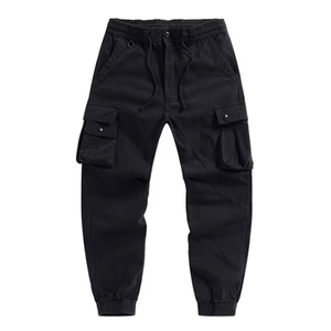 Pantalon de travail en coton lavé respirant et écologique, teint uni, coupe ample décontractée pour homme, style sarouel, grande taille, jambe droite - Product Image 4