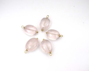 Connecteurs de breloques en quartz rose doux plaqué or 18 carats pour la fabrication de boucles d'oreilles, bracelets et colliers - Product Image 6