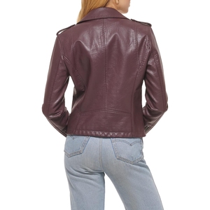 Wholesale 2026 New Fashion Women's Plus Size Raw Leather Biker Jacket Long <b>Coat</b> <b>Zipper</b> Turn-Down Collar Pocket Black Autumn - Product Image 5