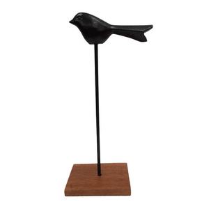 Escultura de gorrión de aluminio decorativo para mesa, estatuilla de estilo moderno para decoración del hogar, Base de madera, color negro mate - Product Image 4