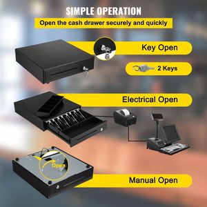 Cassetto Registratore di Cassa da 13 Pollici 12V per Sistema POS, 4 Scomparti Banconote, 5 Scomparti Monete, Vassoio Contanti Rimovibile, 2 Chiavi Incluse, Cassetta Portamonete - Product Image 5