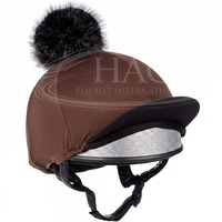 Funda para Casco de Equitación de Competición, con Pompón de Piel Sintética, Elástica, de Seda Premium para Invierno
