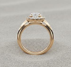 แหวนหมั้นชุบทองคำสีกุหลาบประดับเพชรทรงดอกไม้ Stonewels - ได้รับการรับรอง - Product Image 3