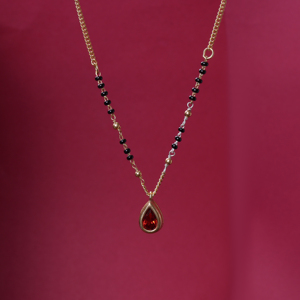 Collier tendance plaqué or avec pendentif goutte d'eau grenat, idéal pour femme, cadeau de Saint-Valentin - Product Image 2