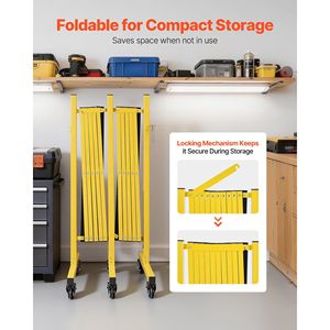 Barrières de circulation pliantes portables de 18 pieds, barrières de sécurité industrielles mobiles à double extension avec roulettes verrouillables - Product Image 6