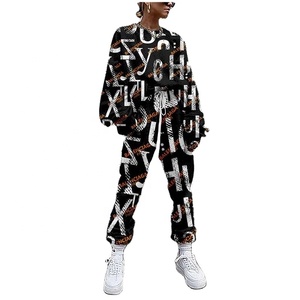 Wholesale <b>Tie</b> <b>Dye</b> Women's Tracksuit Drawstring Long Sleeve 2 Piece <b>Set</b> High Waist Running Suit 2021 Autumn Casual <b>Sets</b> Sweatsuit - Product Image 4