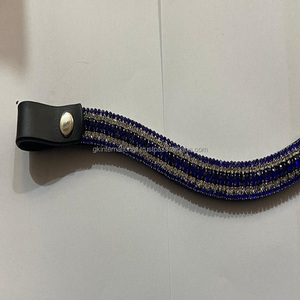 Cinta de 5 filas de diamantes de imitación púrpura y transparente para caballos, accesorio personalizado con botón a presión y cierre de bucle - Product Image 3