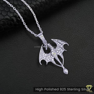 Luxury Dragon Wing Pendant With VVS Moissanite Diamonds <b>Solid</b> 925 <b>Silver</b> Hip Hop Statement <b>Necklace</b> Jewelry - Product Image 6