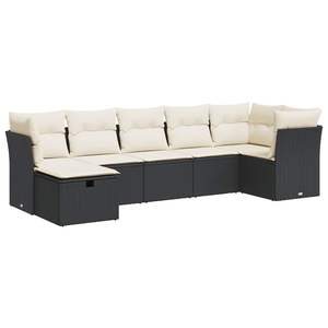 Black Pe <b>Rattan</b> Garden <b>Sofa</b> Set With Storage 6 Seater Outdoor Furniture - Product Image 4