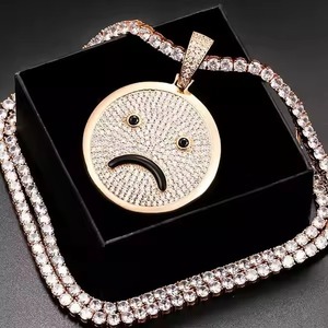 Pendentif plaqué or style hip-hop avec breloque diamant en forme de cœur, bijoux de mode unisexe en argent pour hommes et femmes, pendentifs et breloques - Product Image 2