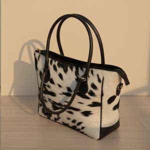 Bolso Tote de Cuero Vacuno Genuino Hecho a Mano con Pelo, Bolso de Hombro de Moda para Mujer, Verano Otoño, Bordado, Cierre Abierto LHTB-0104 - Product Image 6