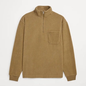 Nouveau sweat à capuche en polaire épaisse avec broderie de logo personnalisé, fermeture éclair 1/4, col montant, tricoté ample pour l'hiver, unisexe - Product Image 3