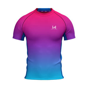 Camisetas Deportivas de Compresión para Hombre, Cuello Redondo, Manga Corta, Transpirables, de Secado Rápido, Elásticas en Cuatro Direcciones, con Estampado Simple en la Parte Delantera - Product Image 1