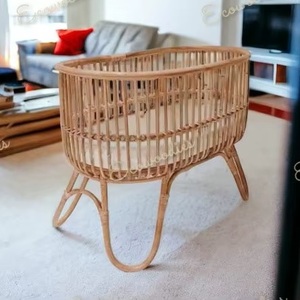 Cuna de mimbre para bebé, forma ovalada, color natural, con juguetes de nubes y estrellas y manta de encaje, para bebés de 0 a 24 meses, unisex - Product Image 3