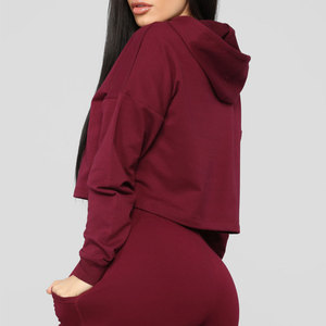 Sudadera Corta con Capucha para Mujer, Corte Holgado, Tela Suave, Uso Diario Informal, MOQ Bajo, Venta al por Mayor, Conjunto de Sudadera Corta con Capucha para Mujer - Product Image 5