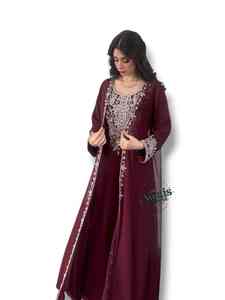 Ensemble 2 pièces de luxe AWAIS HOUSE pour femmes musulmanes, en mousseline unie perlée, lavable, écologique, avec soutien-gorge intégré - Product Image 2