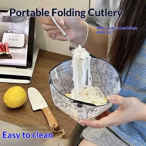 PP Outdoor Folding Plate Portable Outdoor Camping Multi functional Fruit Tableware Waterproof Thickened Tableware Set - Product Image 5