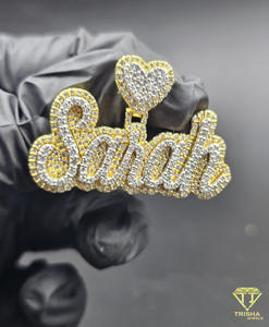 จี้รูปหัวใจแบบกำหนดเอง "SARAH" ประดับเพชรฮิปฮอป สร้อยคอทองคำประดับเพชรโมอิสซาไนต์ ของขวัญเครื่องประดับ - Product Image 2