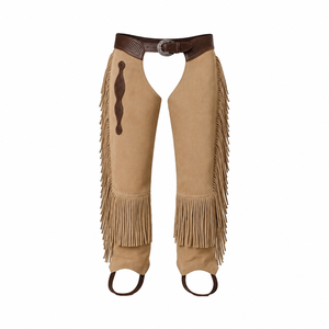 Genuine Leather Western Fringe Chaps for <b>Men</b> Cowboy Riding Chaps - Product Image 1