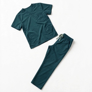 Ensemble de blouses médicales unisexe Amkoor en coton vert respirant, tenue de travail pour adulte, détection d'aiguilles, en stock - Product Image 5