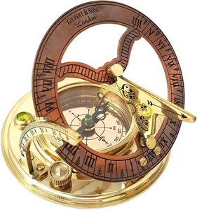 Brass Nautical Sundial Compass <b>Multi</b> Function Analog Dial Handheld Navigation <b>Tool</b> Tabletop Display for <b>Camping</b> Travel - Product Image 4