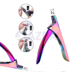 <b>Professional</b> Rainbow Titanium Coated Stainless Steel <b>Nail</b> <b>Clippers</b> for Finger Acrylic <b>Nails</b> and False <b>Nail</b> Tips - Product Image 2