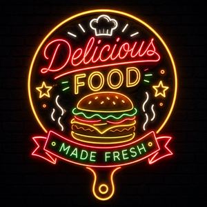Custom <b>LED</b> Neon Food <b>Sign</b> | Delicious Food Made Fresh Neon Wall Decor for Restaurant Cafe Fast Food Shop Kitchen Display Neon - Product Image 5