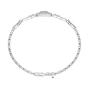 Princess Cut Moissanite <b>Cuff</b> <b>Bracelet</b> Geometric Pave Setting 925 <b>Silver</b> Women's Wedding Jewelry Classic Style - Product Image 5
