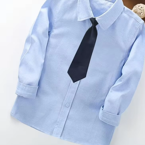 Boys' White Shirt Children's White Shirt School Uniform Performance Wear Four-Season <b>Long</b>-Sleeve Shirt Blue Shirt Bangladesh - Product Image 3