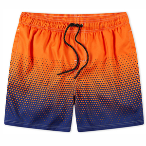 Men's Blue Gradient Geometric Print Quick Dry Board Shorts With Pockets Elastic Waist Casual Style - Product Image 4