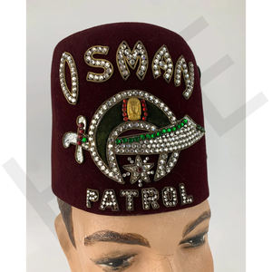 Gorra Masónica Vintage SHRINE con Adorno de Tambor Egipcio y Pedrería de Fieltro - HSE - Product Image 3