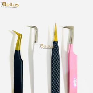 แหนบต่อขนตา Bellus International 45 90 ปลายตรง สแตนเลสสตีล จับถนัดมือ ทนทาน สีทูโทน 4 ชิ้น (ขายส่ง) - Product Image 1