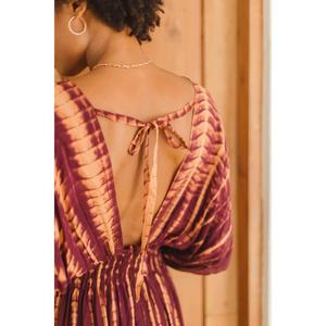 Women's 100% Cotton Bohemian V-Neck Ruffle Sleeve Loose <b>Maxi</b> <b>Kaftan</b> Dress Eco-Friendly Beach Cover-Up - Product Image 5
