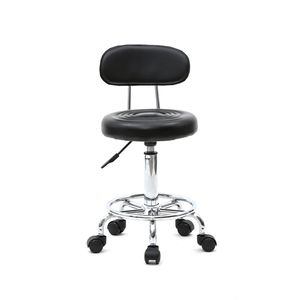 Sgabello Regolabile con Schienale dal Design Lineare Nero, Comodo per Arredamento Salone - Product Image 1