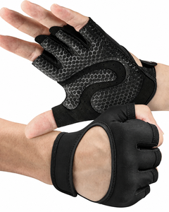 BNSB SPORTS Open <b>Back</b> Unisex Workout Gloves Breathable Half Finger Lightweight Microfiber Palm Cushion <b>Pads</b> Non-Slip Adjustable - Product Image 2