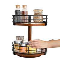 Table tournante en bois Lazy Susan pour garde-manger Table armoire comptoir organisateur support de rangement pour épices porte-condiments