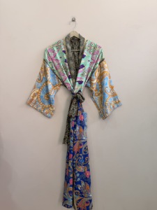 Soft and Comfy Silk <b>Kimono</b> <b>Robe</b> Handmade Women's Full Length Long Sleeves V-neck Drawstring Closure Machine-Washable - Product Image 2