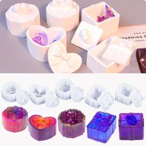 Christmas Gift Box Storage Box Love Square Aromatherapy Jar Candle Sub <b>Mold</b> Gypsum <b>Resin</b> Candle <b>Silicone</b> <b>Mold</b> - Product Image 1