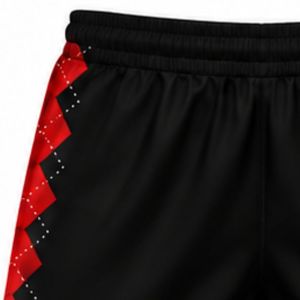 Shorts de volley-ball noirs et rouges par sublimation – Tenue de sport professionnelle pour équipes, uniforme de performance, vêtements d'entraînement avec panneau latéral - Product Image 3