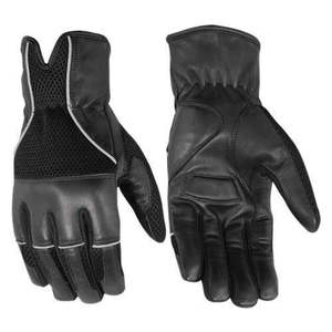 Mitaines d'hiver en cuir beige à doigts complets, compatibles écran tactile, avec détection de la pression, paume à grain doux, revers fendu et doublure en cachemire - Product Image 2