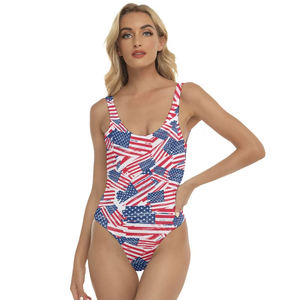 Nouvel Arrivage – Cache-maillot de bain femme à imprimé vichy, taille haute, asymétrique, avec coussinets amovibles, 100 % polyester - Product Image 4